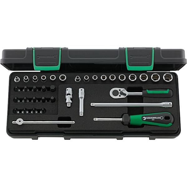 1/4 Inches Drive Socket and Ratchet Sets, External Torx, Torx, Hex, 36 pcs